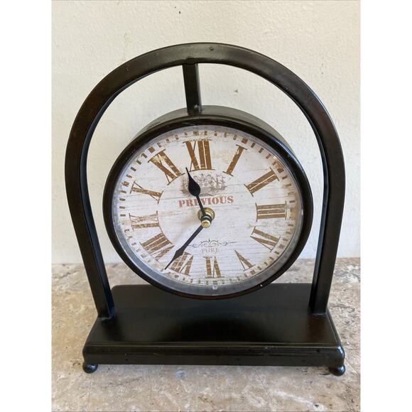 Wooden Desk Clock Roman Numerals Silent Non Tic 11" X 9" X 3" Inches Battery Op - Picture 1 of 9